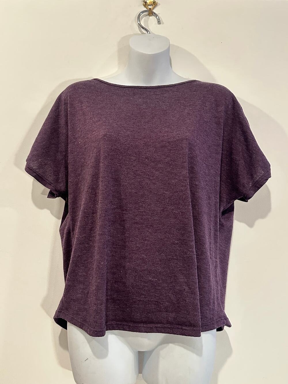 Vintage Colette Y2K Heathered Plum Purple Cold Shoulder Slit Tee Top M